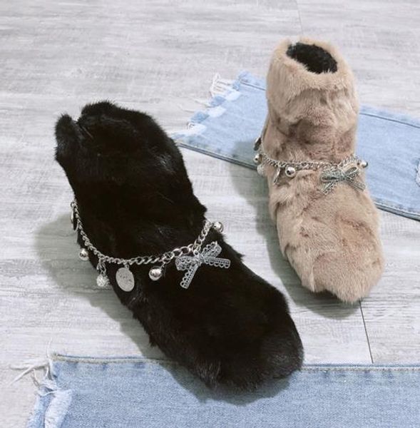 

2019 new snow boots women's fur one thick-soled cotton shoes women's winter warm plus velvet boots, Black