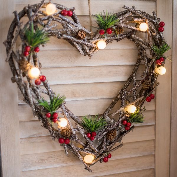 Christmas Decor For Tree Heart Shape Wreaths Garland Hanging