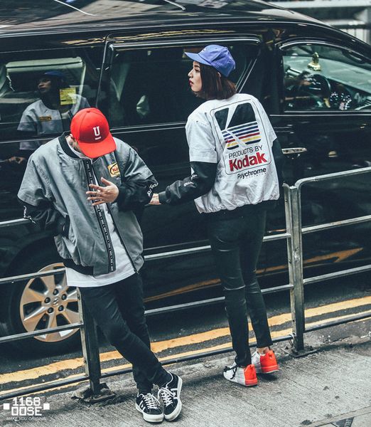 

мужская хип-хоп с длинным рукавом с карманом печати белый серый смесь стенд воротник ветровка куртка m-3xl 2styles, Black;brown