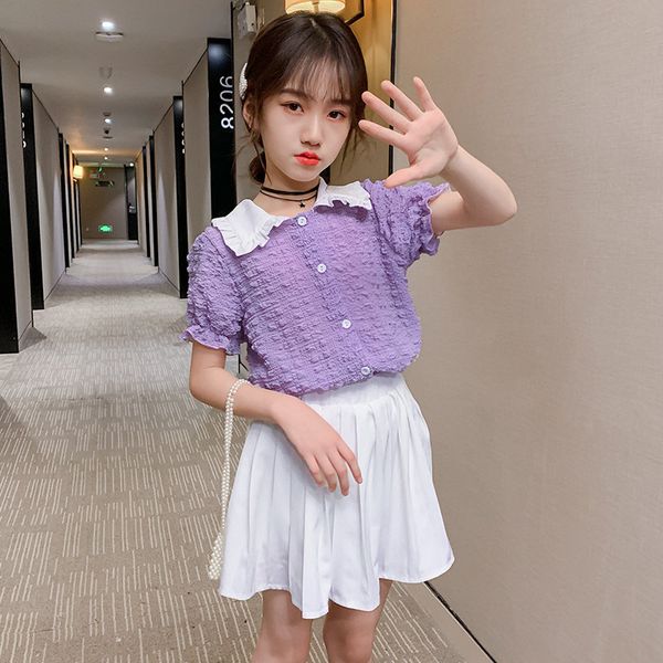 

clothing sets baby girl clothes set red purple + pleated skirt two-piece suit princess sweet outfits summer of for teens, White