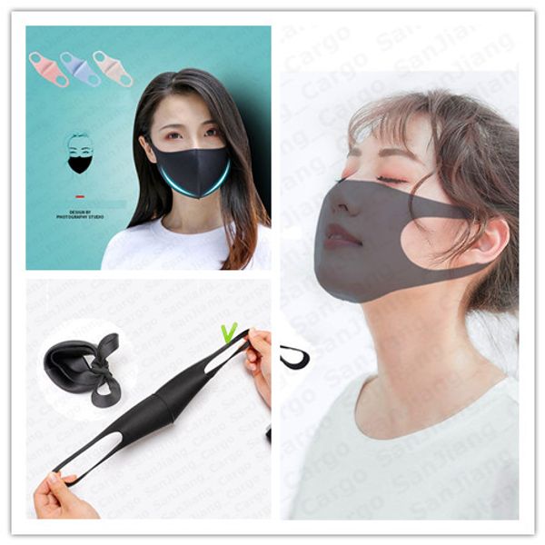 

face mask thin ice silk summer fashion breathable anti-dust sunscreen washable mouth cover easy to breathe women men face mask e51201, Blue