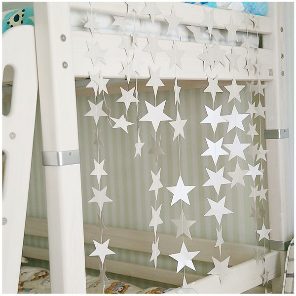 

2pcs star-shaped paper garlands 4m colorful bunting home wedding party banner hanging paper garland shower room door decoration