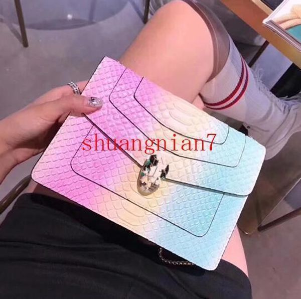 

новый высокое качество волновой узор лоскут цвет градиент выделяющийся цепочка сумка мягкая кожа плечо сумка crossbody кошелек сумка-мессенд