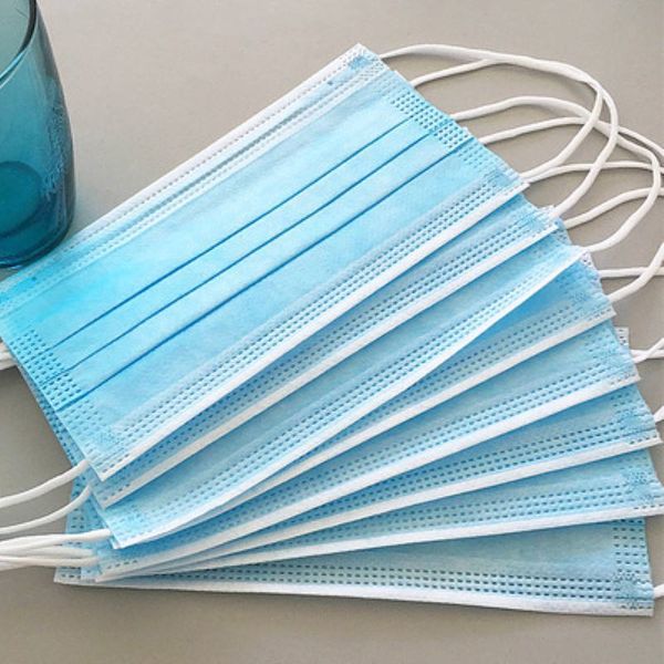 

100pcs 3-layer non-woven antibacterial earloop single use civil civilian disposable soft mask antivirus masks