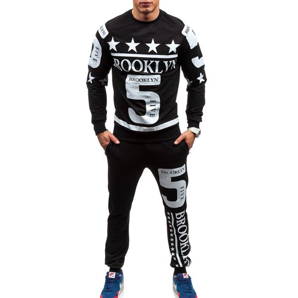 

zogaa men's casual tracksuit fashion printed two piece set chandal hombre tracksuit men jogging suit sportswear, Gray