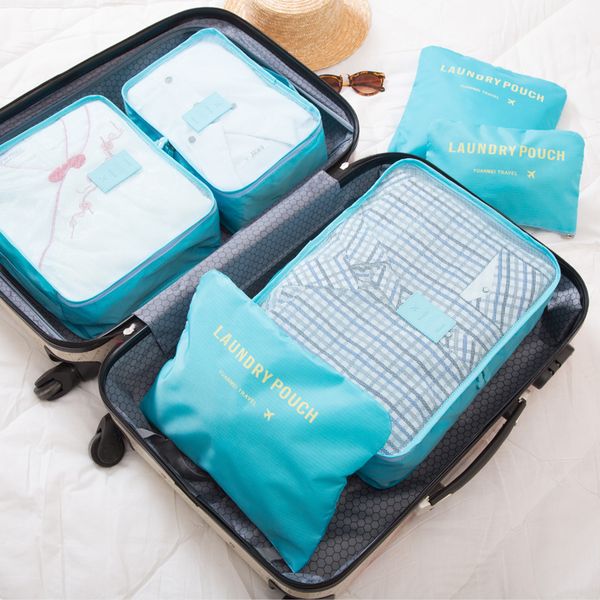 

6pcs/set women rganiser organizers bag travel bags nylon packing cubes portable large capacity luggage clothes tidy sorting
