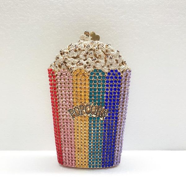 

french fries new design clutch evening bags designer women purse soiree pochette rhinestones crystal party clutch bag red