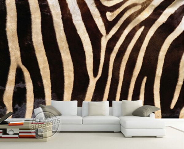 

custom wall mural 3d stereo retro modern fur fashion latest tv backdrop zebra animal fur non-woven wallpaper mural