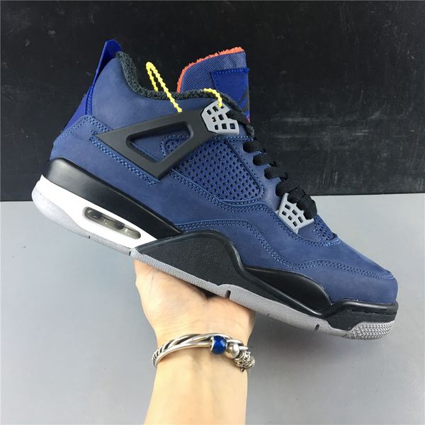 

wholesale with box 2019 winter new loyal blue iv 4s men low basketball shoes outdoor trainers size 7-12