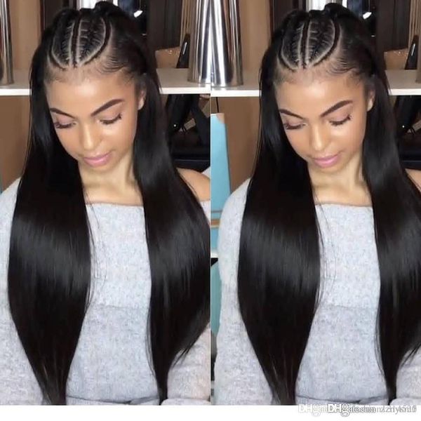 

предварительно выщипанные полные высокотемпературные парики с бразильским прямым париком glueless полные парики для чернокожих женщин, Black