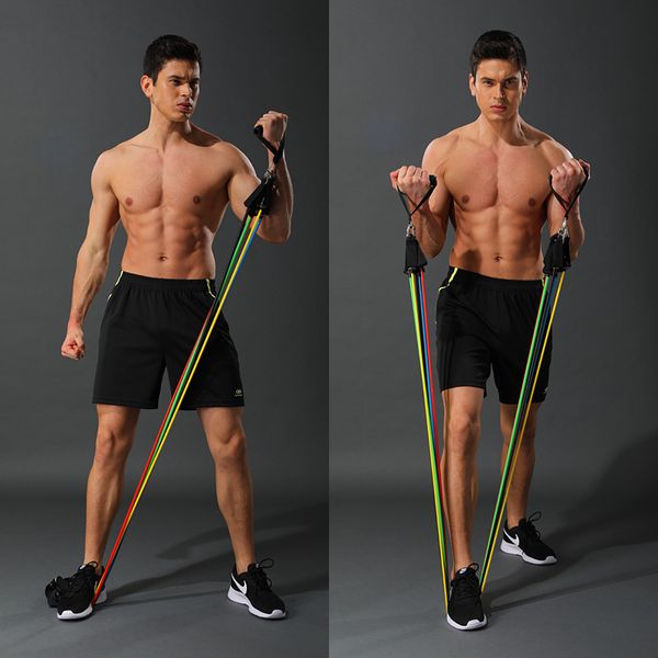 

resistance bands upgraded 11 piece fitness tension rope elastic latex suit belt