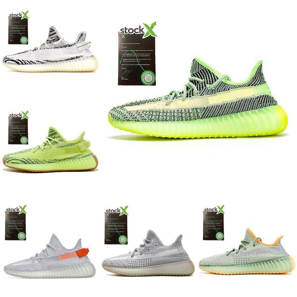 

2020 cloud white kanye west 3m reflective running shoes static black glow clay zebra mens sneakers womens trainers sports size 36-45