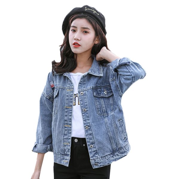

women's denim jacket 2020 spring autumn new jeans jacket women embroidery coats & jackets female leisure loose jeans denim coat, Black;brown