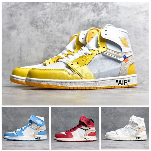 

2020 new canary yellow one mens basketball shoes 1 1s chicago red university blue white air off designer sneakers trainers size 36-46, White;red