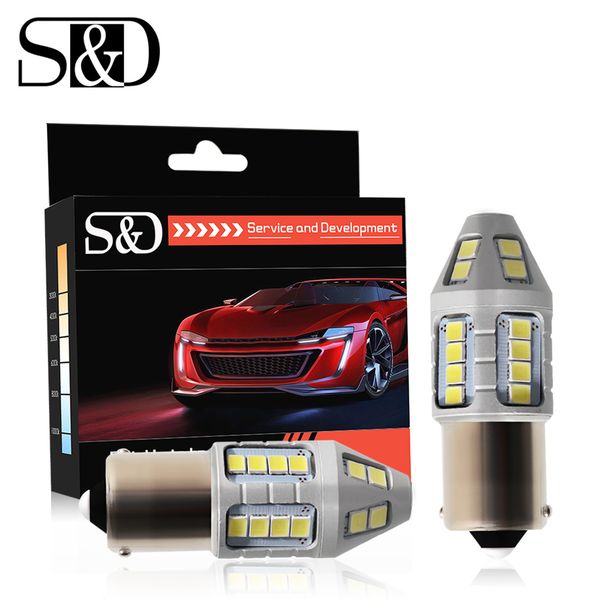 

s&d 2pcs p21w led 1156 ba15s led bulbs car lights 1200lm turn signal reverse brake light r5w leds 12v 24v automobiles lamp d040