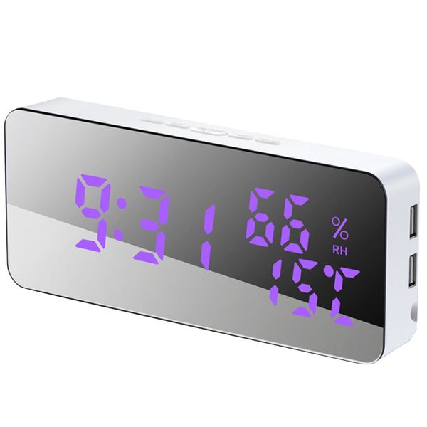 

mobile phone charging voice control temperature and humidity led variable 115 color mirror alarm clock creative sleepy wall cl