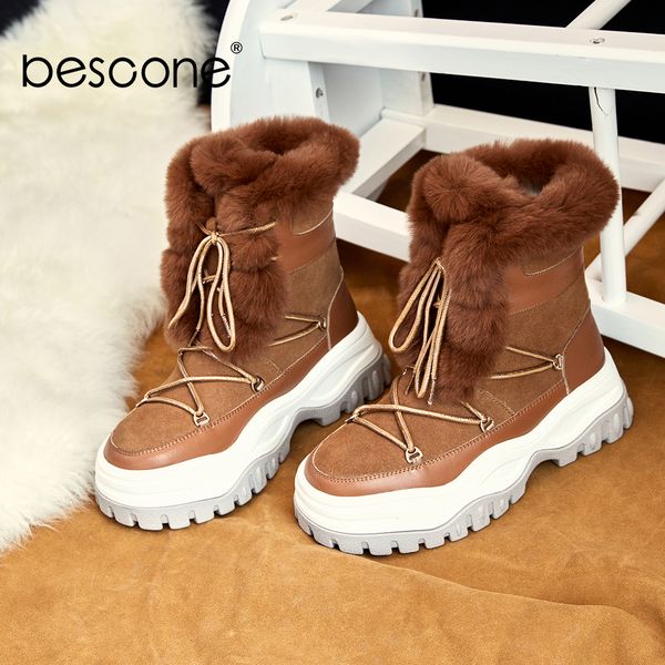 

bescone fashion women boots casual lace-up square heel shoes winter comfortable round toe handmade med heel ladies boots bo282, Black