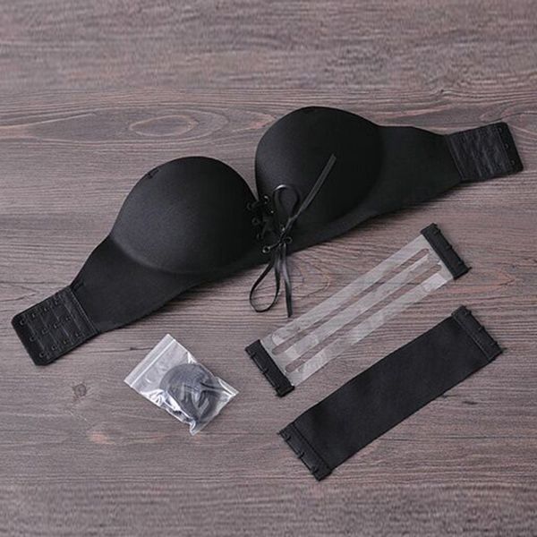 

новые сексуальные женщины push up beha невидимый без бретелек силиконовые кружева bralette бесшовные бюстгальтеры женское нижнее белье 1/2 ч, Red;black
