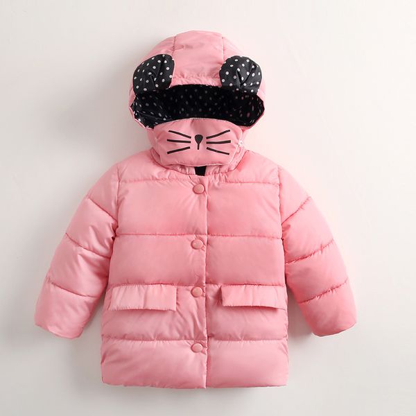 

winter children's cotton padded thickening girls hooded cotton jacket, Blue;gray