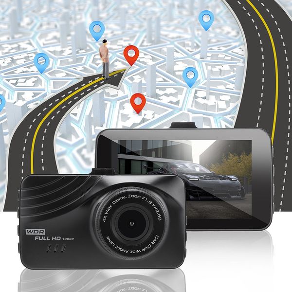 

car dvr camera dual lens full hd 170Â° 1080p 3 inch auto dash cam video recorder night vision dvrs large screen reversing #zer