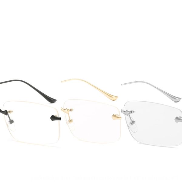 

fashionable cross-heart frame anti-blue myopia frame 8030 frameless myopia glasses men's business glasses, Silver