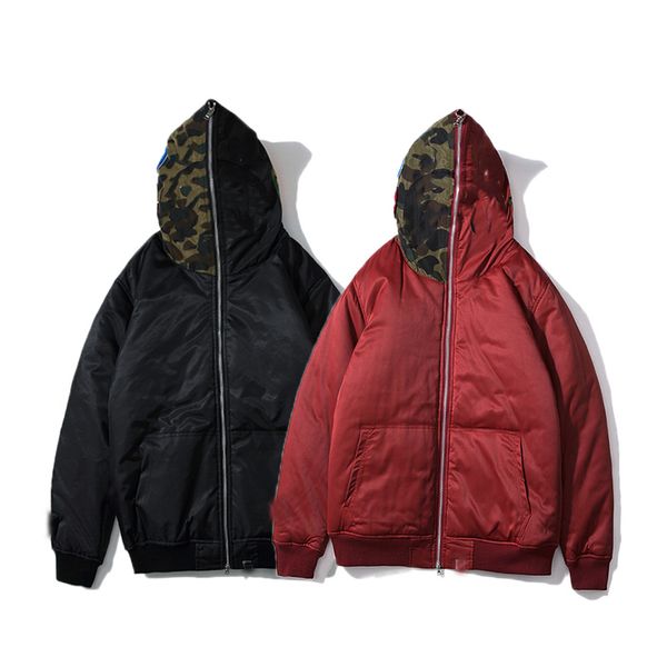 

aape quality mens jacket european american trend selling zipper jacket casual fashion wild cotton designer classic brand cotton jacket, Black