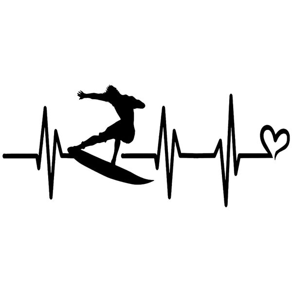 

16*6.8cm Surfer heartbeat sign vinyl sticker Handsome And Cool Stickers Car Accessories Motorcycle Helmet Car Styling, Color