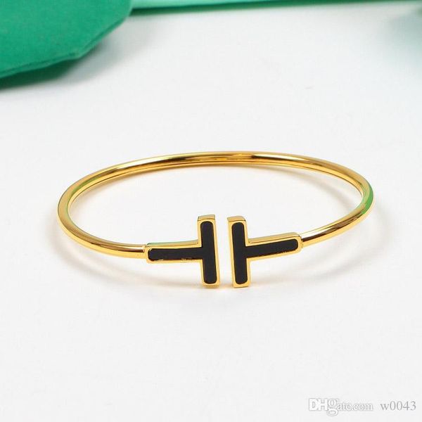 

2020 fashion adjustable tt double bilezik cuff opening luxury designer bracelet for women jewelry gift mujer pulseras v, Black