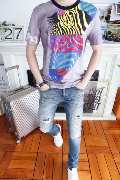 

ah02534fashion men's & tees 2020 runway luxury european design short print party style t-shirts men's clothing, White;black