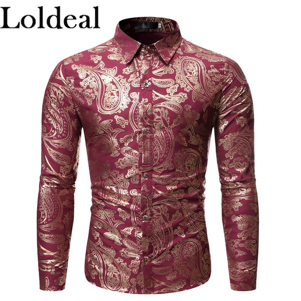 

loldeal dress shirt men long sleeve new big size print shirts male social shirts men camisa masculina, White;black