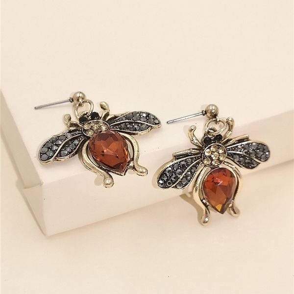 

jujia fashion cute bee earring honey bee pendant drop earrings for women gifts unique animal jewelry wholesale, Silver