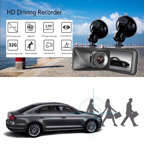 

3 inch car dash camera driving recorder 170 wide angle dvr with rear camera infrared night dash car dvr