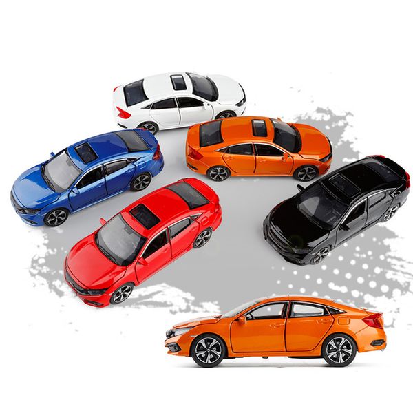 

1:32 honda 2019 civic zinc alloy toy car metal diecast vehicle sound light cars model childrens gift toys for boys y200318