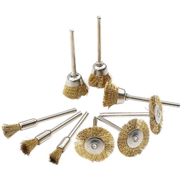 

9pcs/set brass wire brush fits for dremel rotary tool accessory 1/8" (3mm) shank