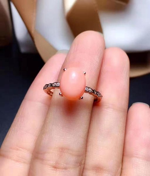 

natural pink coral s925 ring simple classic jewelry for weddings and parties, Golden;silver