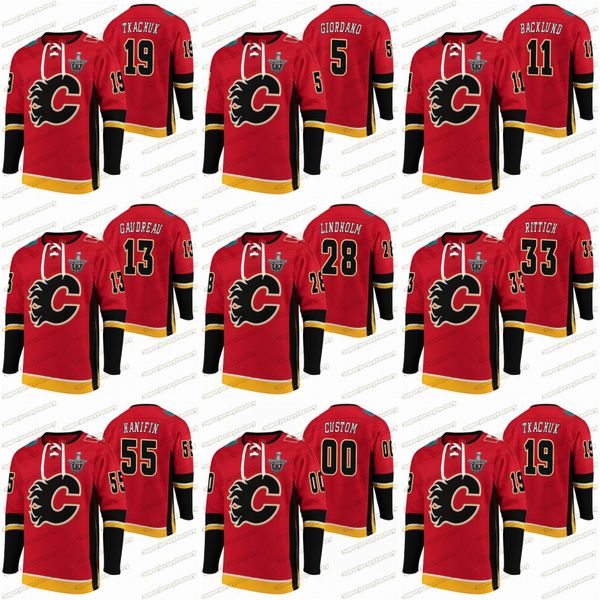 

calgary flames 2020 stanley cup playoffs jersey matthew tkachu mikael backlund johnny gaudreau elias lindholm david rittich hanifin hoodies, Black;red