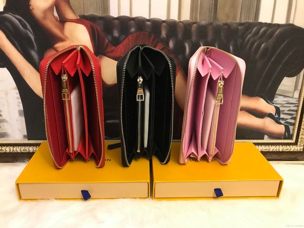 

3749 0 5757 #41056 fashion men women clutch genuine leather wallet with box 60015 60017, Red;black