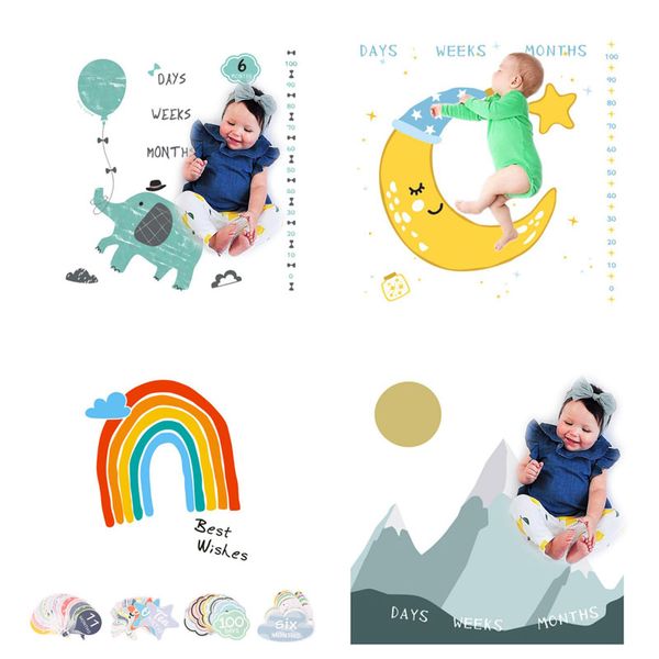 

soft baby blankets newborn cartoon swaddle wrap soft infant pgraphy props milestone blanket with month age card