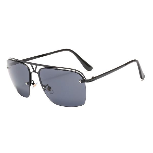 

2020 trend sunglasses european retro large frame gradient double beam men and women modern semi-rimless sunglasses, White;black