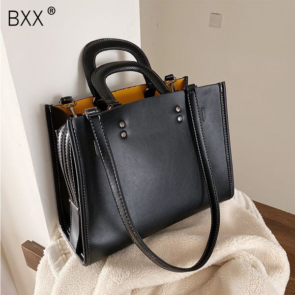 

bxx] solid color pu leather large capacity shoulder bags for women 2020 crossbody messenger bag female handbags hk053