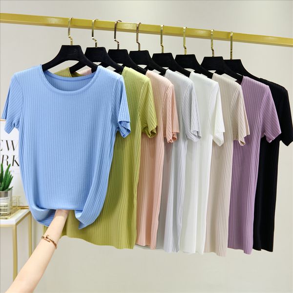 

толстая нить двойной круглый воротник короткий рукав t- женщин рыхлой приталенные рубашки базовой куртки рубашки куртка, White