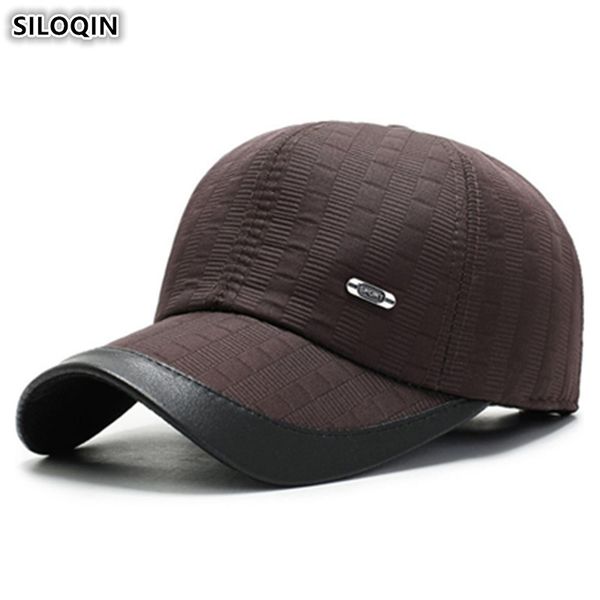 

siloqin winter men's thick warm baseball caps snapback cap adjustable size fashion trend brands cap dad's hats men earmuffs hat, Black;white
