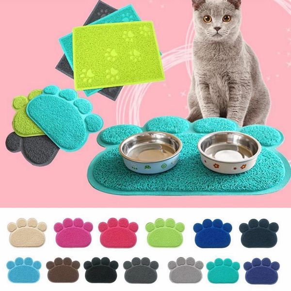 

12 цветов собака щенок лапа форма placemat pet cat блюдо чаша кормление еда пвх коврик легко чистить aaa259