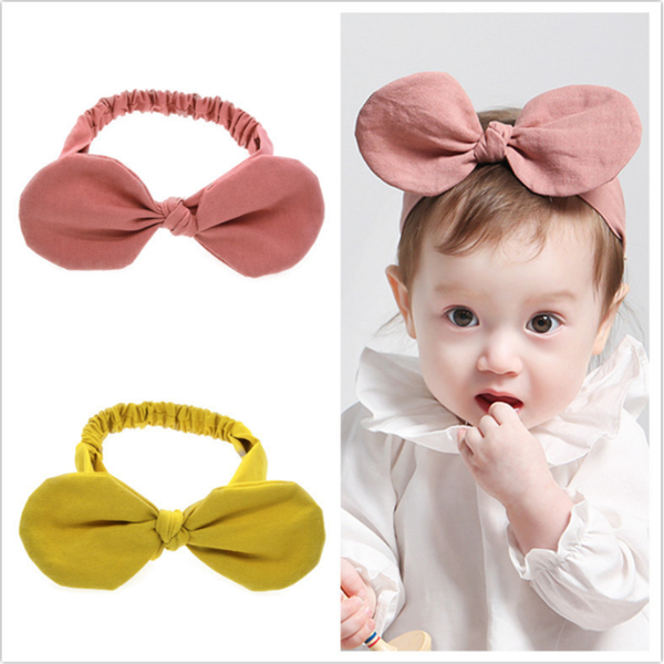 

baby girl headband infant hair accessories ear bows newborn headwear cotton headwrap gift toddlers bandage ribbon, Slivery;white