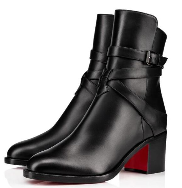 

chic design fashion karistrap red bottom ankle boots women booty black leather ladies bottes red sole booties party wedding dress