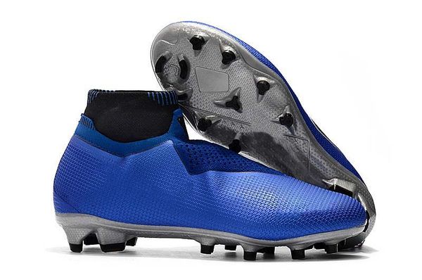 

2019 men knitted fg/ag football shoes outdoor vision college mg shadow series blue football boots