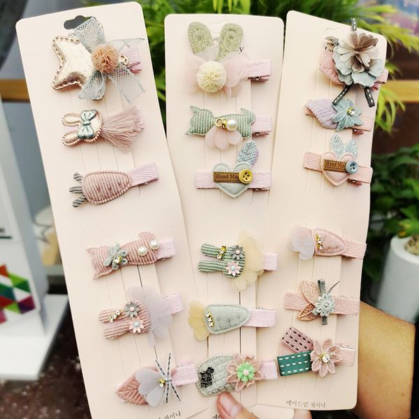 

6pcs / set клипы set хлопок лук шпильки симпатичные заколки заколки девушки headdress дети photo shoot прекрасный головной убор аксессуар дл, Slivery;white