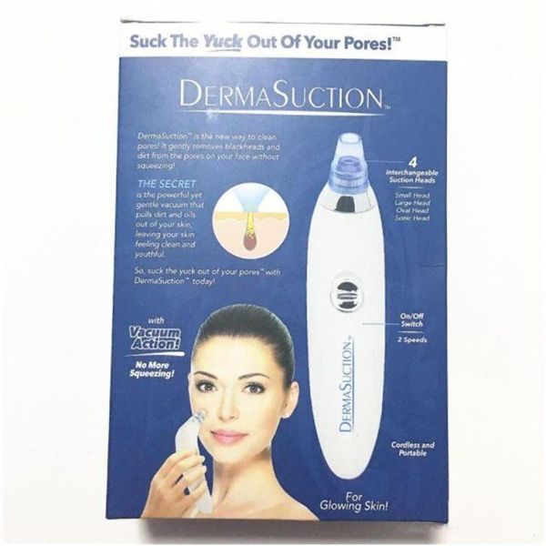 New DermaSuction Remover Pore Facial Cleaner Pore elétrica vácuo extração Blackhead remoção da pele recarregável Peeling máquina