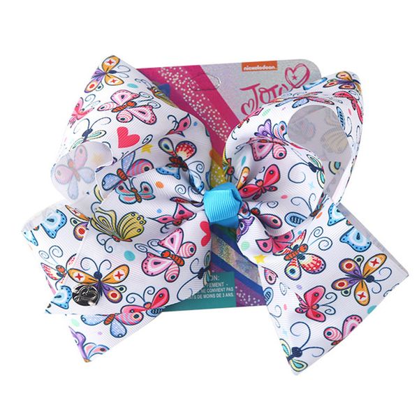 

8" jojo bows large jojo siwa colorful hairpin butterfly hair bows for girls with clips handmade girl accessories hair, Slivery;white