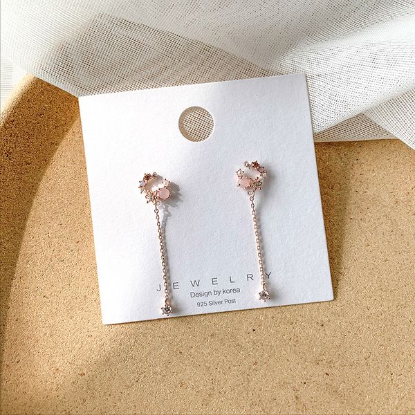 

elegant tassel earrings girl fashion oorbellen stud earrings sweety dangle rhinestone long line jewelry gift for lover friend, Golden;silver